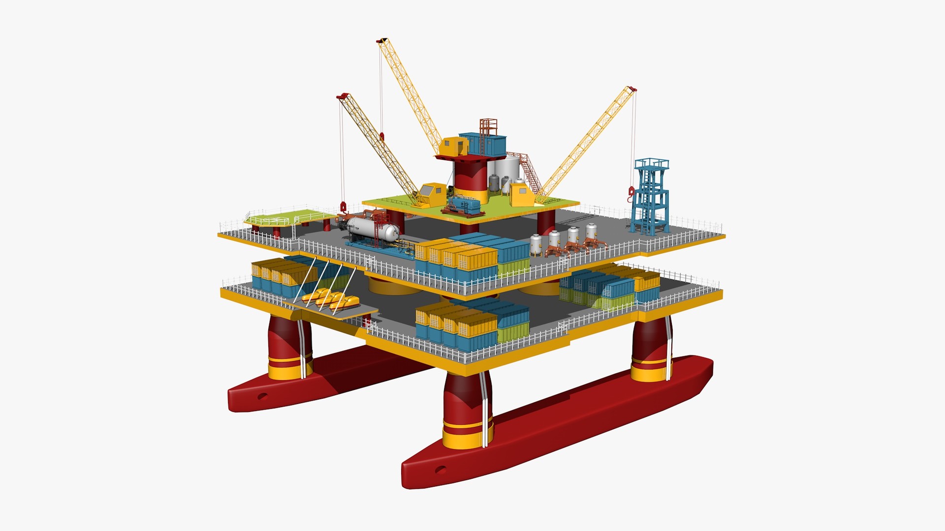 Detailed Offshore Oil Rig Platform 3D Model | Fab
