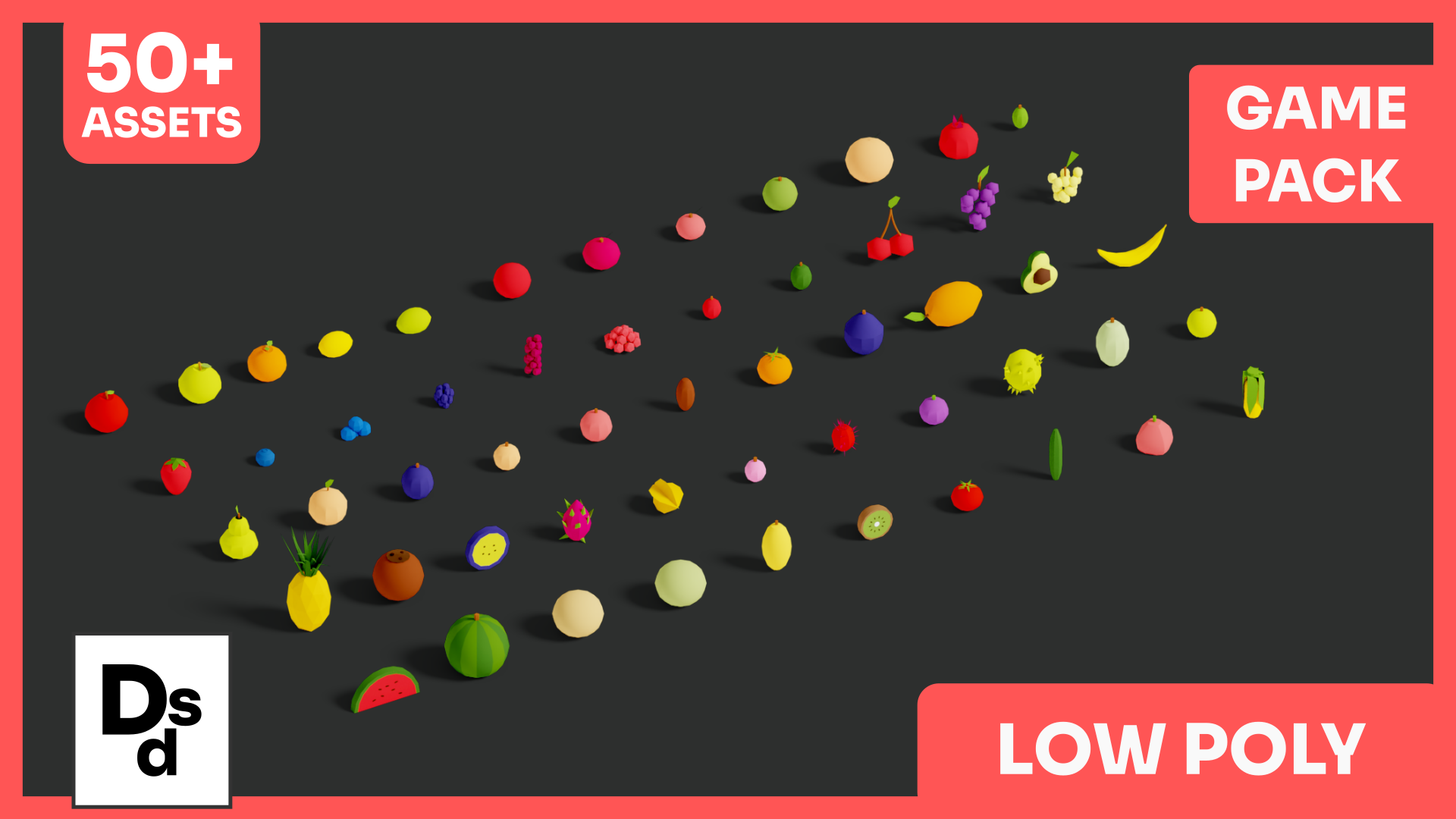 🍎 Low Poly Fruit Mega Pack (50+ Assets) | Fab