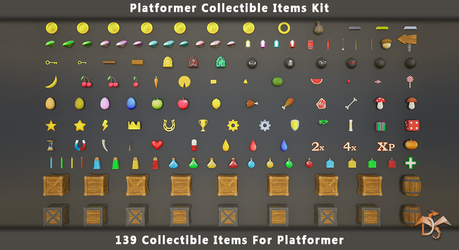 Platformer Collectible Items Kit | Fab