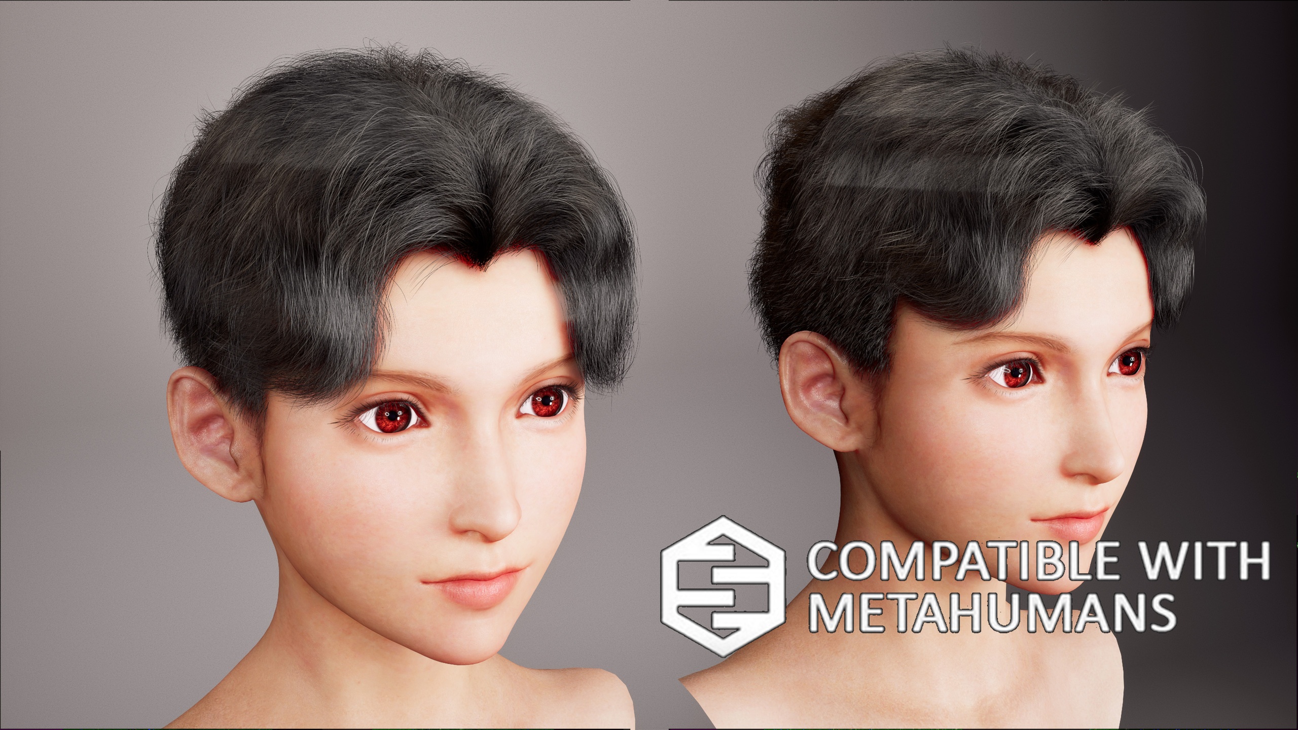 商品 Real-time Two Styles Middle Part Short Curly Groom Hair For Metahuman 的媒体 1