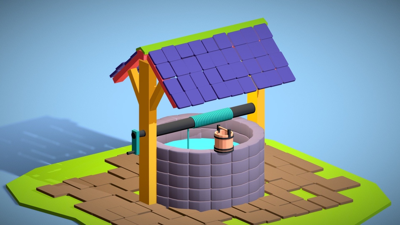 Media 1 for listing Stylized Cartoon Well - Low Poly Medieval Style Water Well