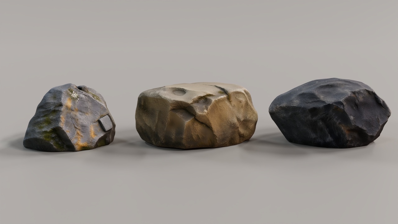 Media 1 for listing Realistic Rock Pack – 13 Game-Ready PBR Rocks with LODs