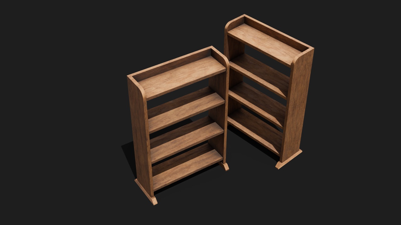 Media 1 for listing Small wooden PBR shelf 3d model Low-poly 3D model