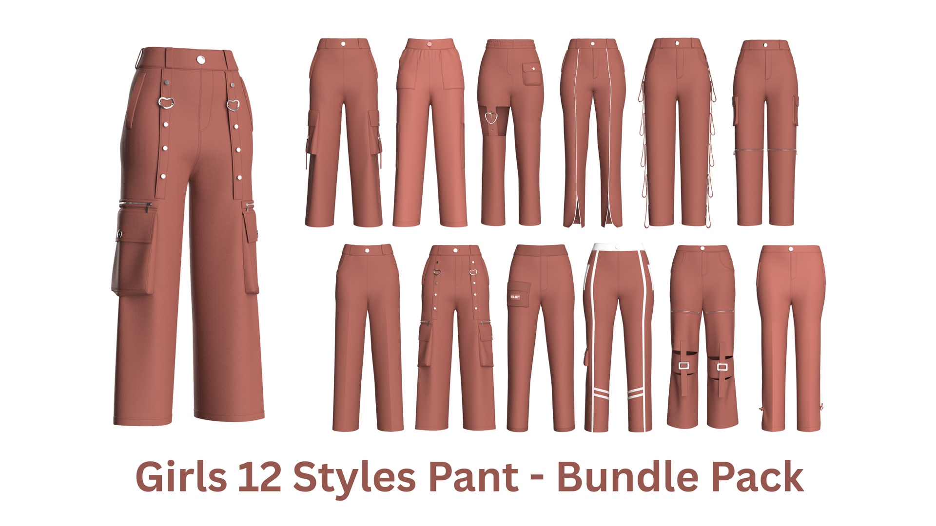 Media 1 for listing Girls 12 Styles Pant - Bundle Pack | High Poly