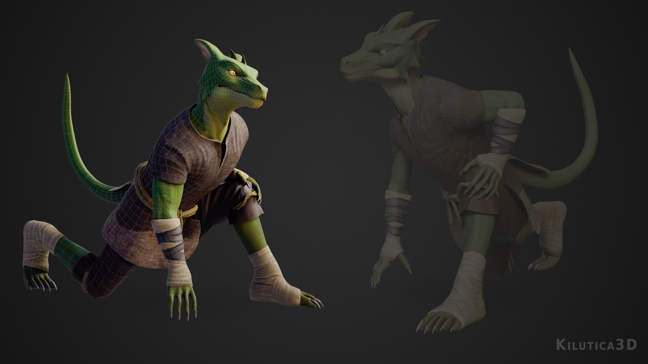 Media 1 for listing Stylized Lizardman - Rigged Game Ready