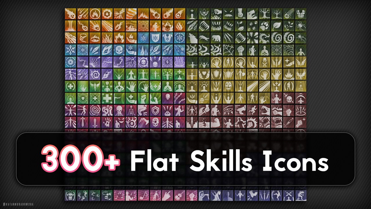 300+ Flat Icons Skills 제품 등록을 위한 미디어 1개