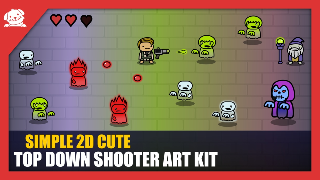 Media 1 for listing Simple 2D Cute Top Down Shooter Art Kit