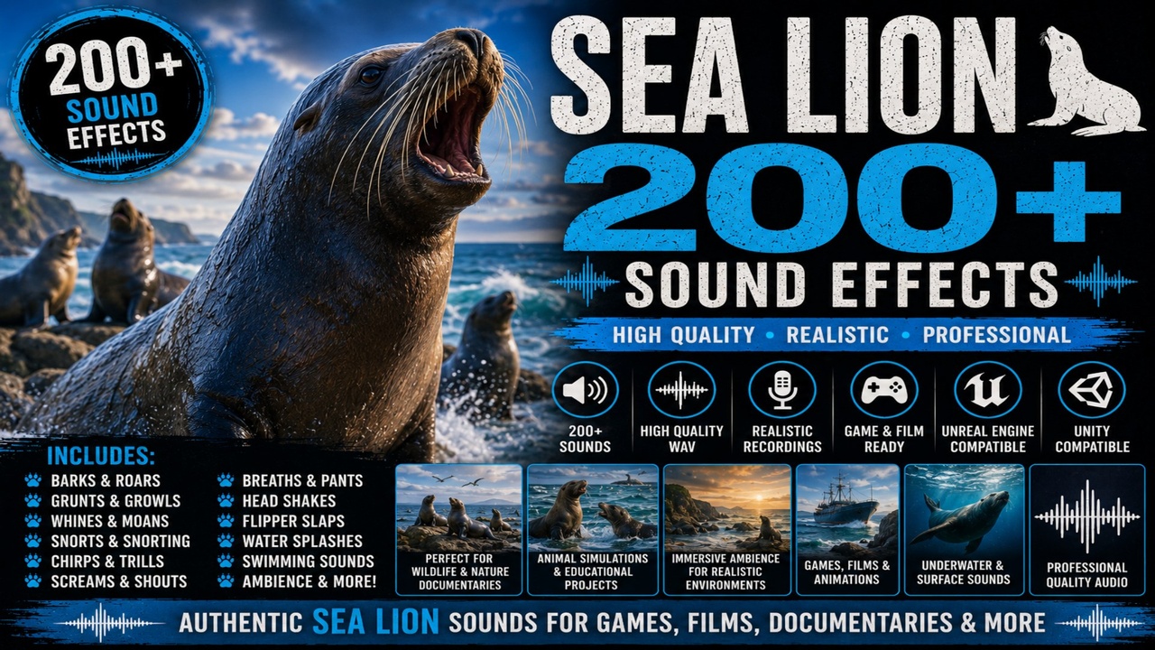 Media 1 for listing Sea Lion Sounds 200+ Sound Effects – Sea Lion Barks, Roars, Grunts & Marine