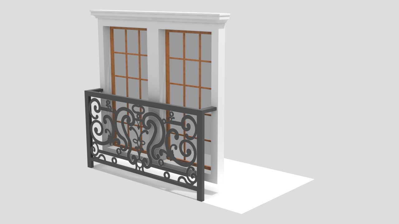 Media 1 for listing European Ornamental Iron Railing with White Pillar 3D Model