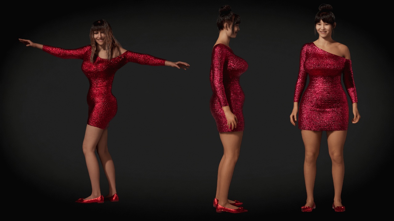 Media 1 for listing One Shoulder Female Dress - Metahuman Compatible