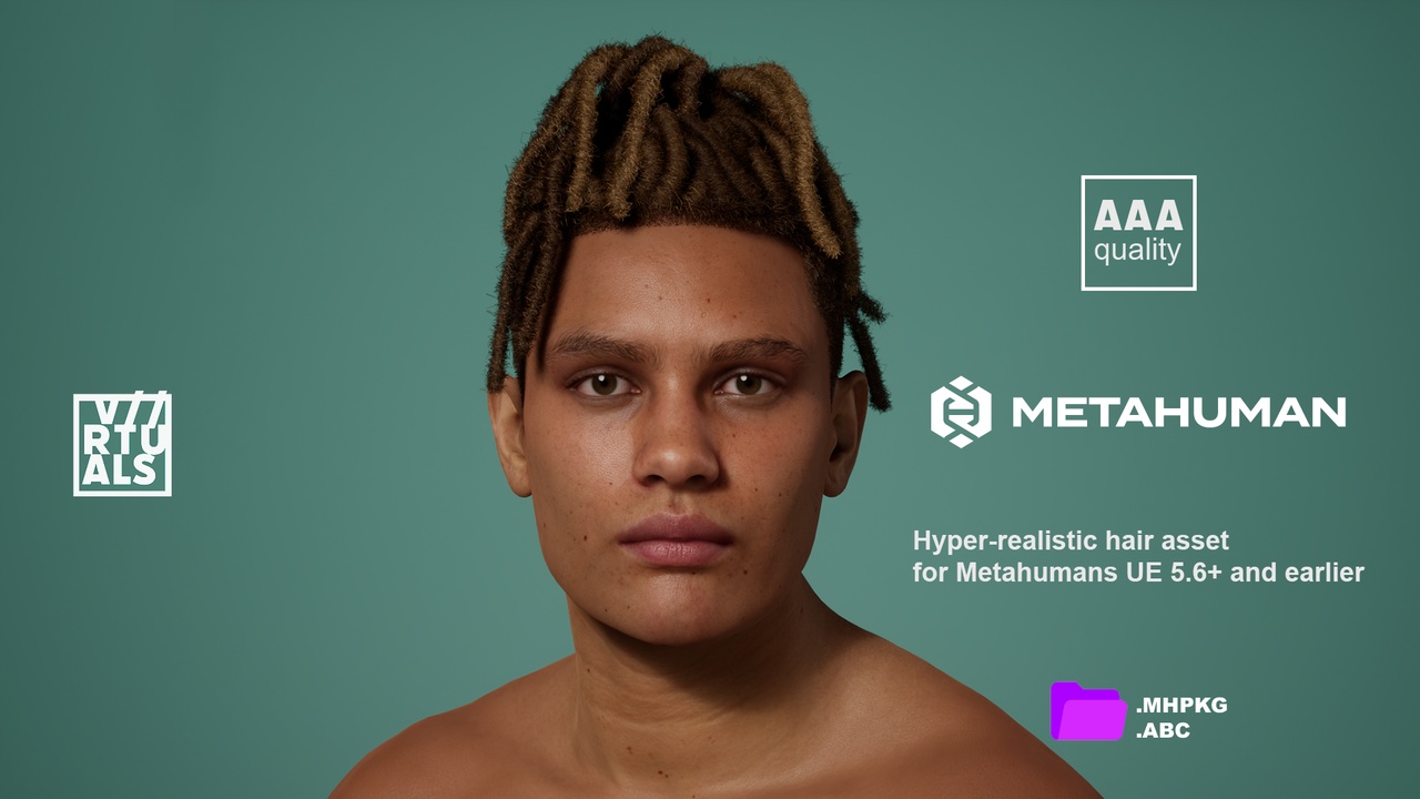 Media 1 for listing Unisex Hair Dreadlock Top Knot with Fade - Metahuman Groom - SEI