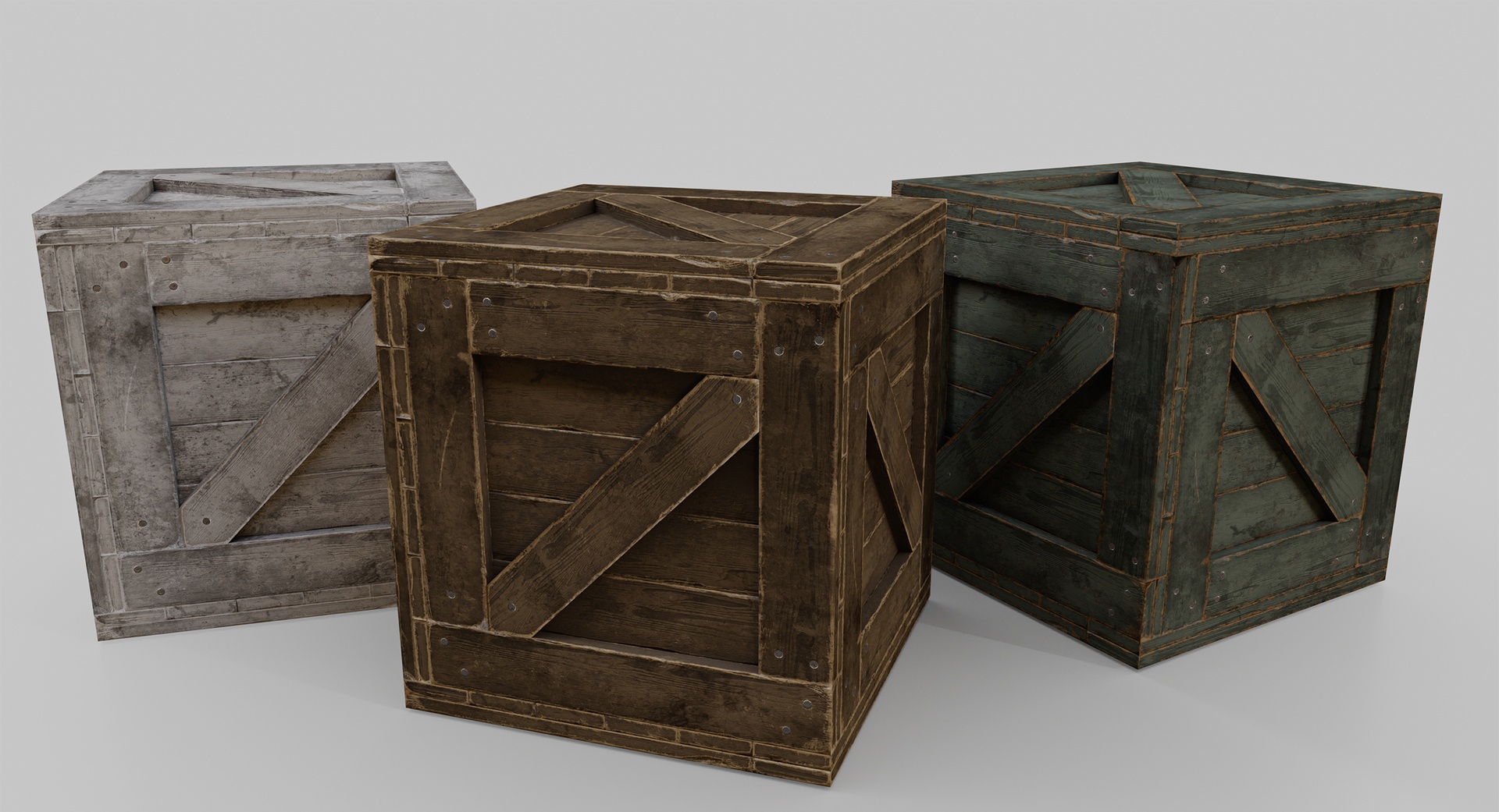 Media 1 for listing 3 Wooden Crate Low Poly Game Ready PBR