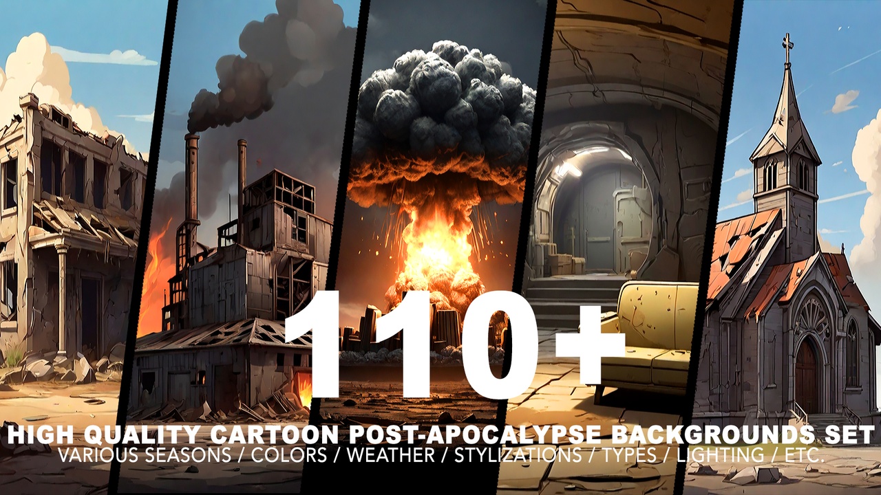 Media 1 for listing 110+ POST-APOCALYPTIC BACKGROUNDS
