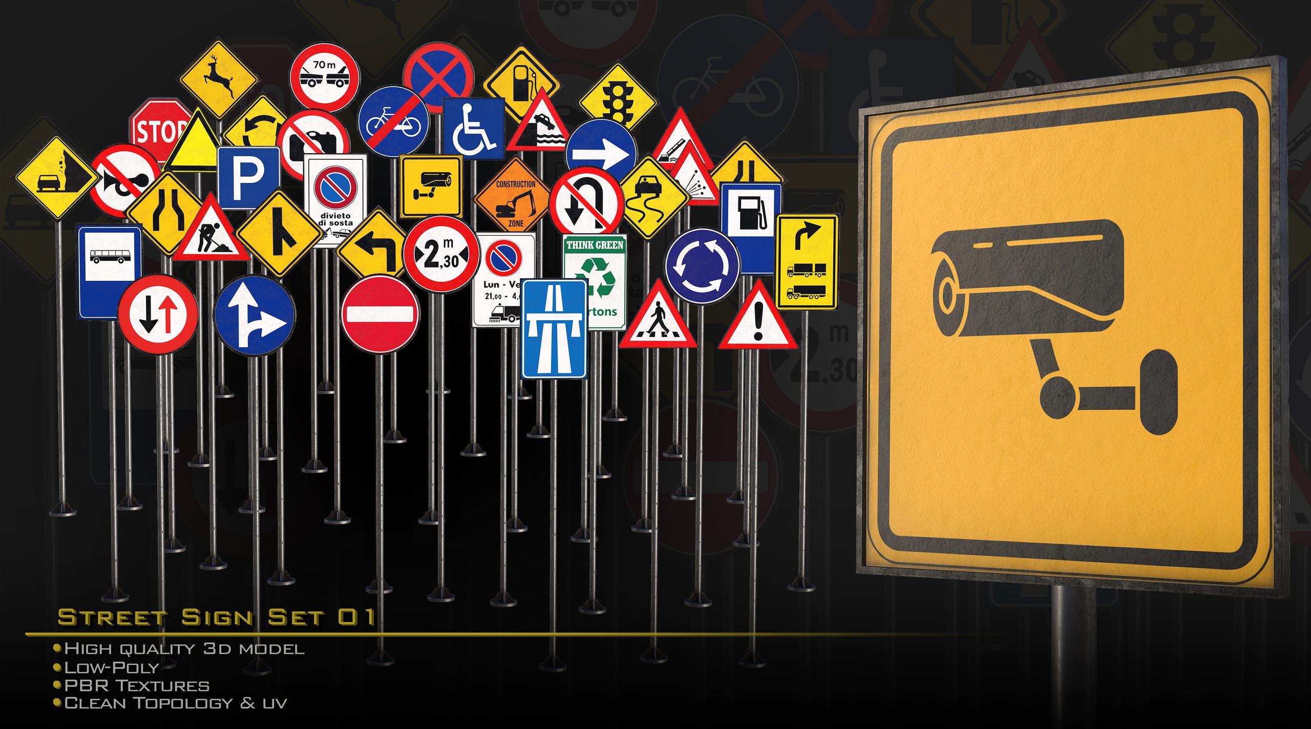 Media 1 for listing Street And Road Sign-Set 01/LowPoly/GameReady