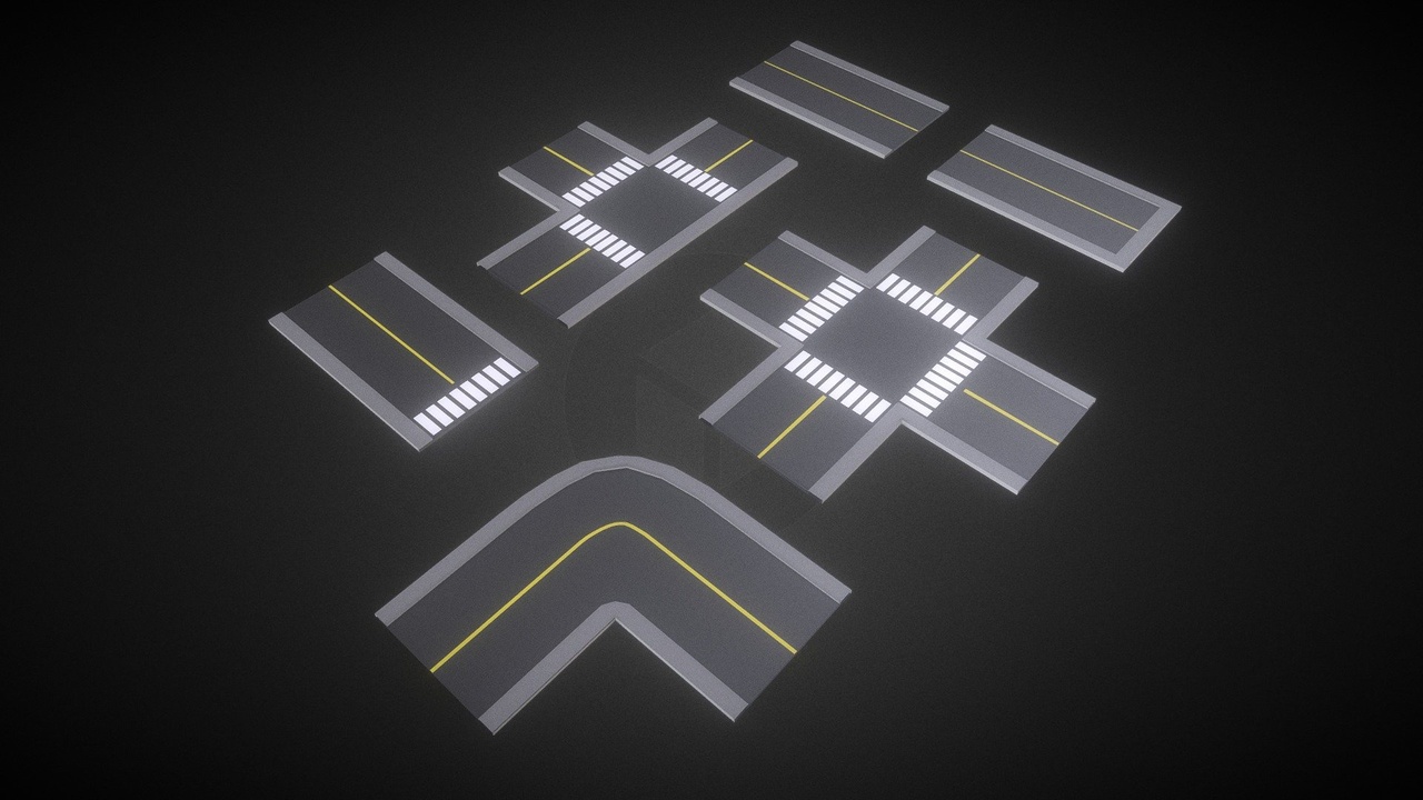 商品 Modular Roads (Low Poly Style) 的媒体 1