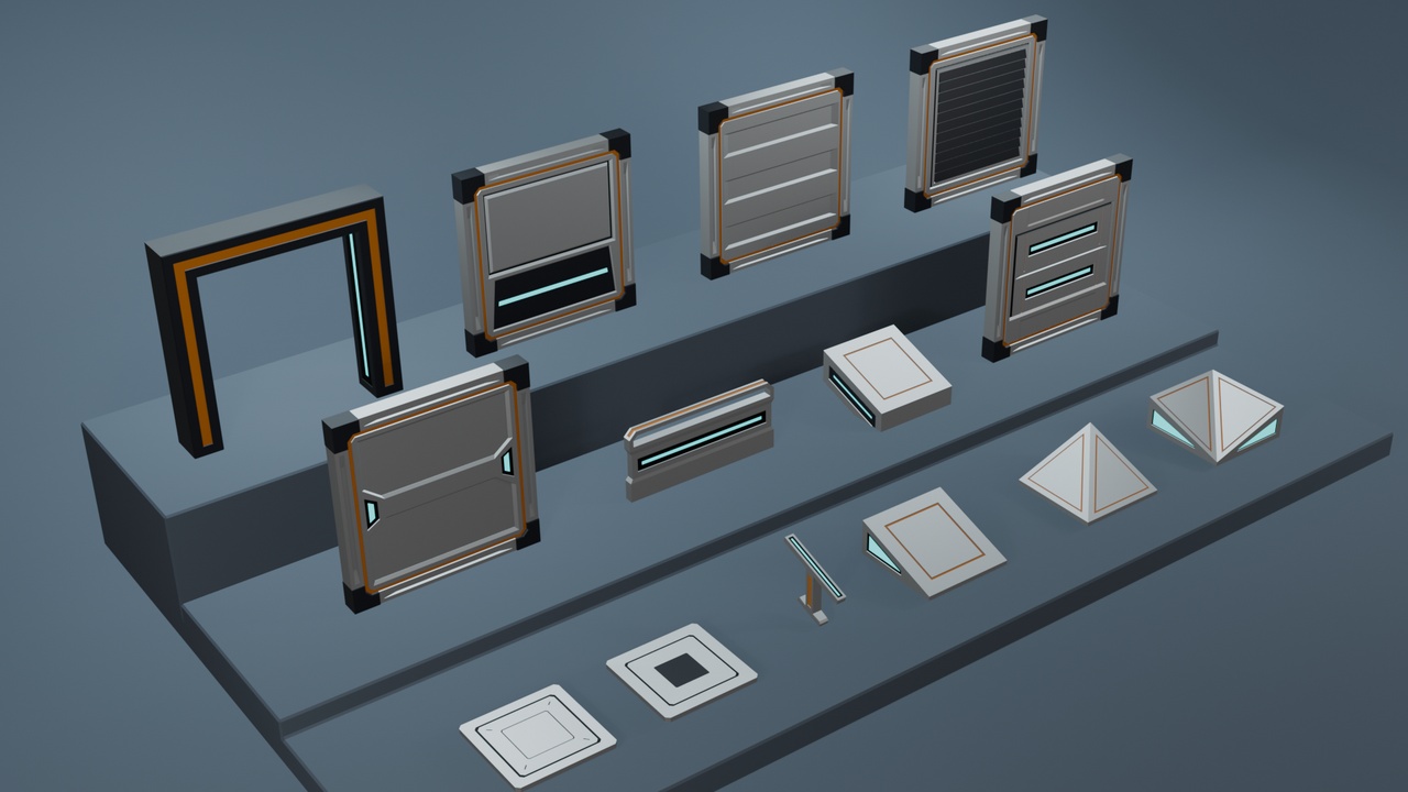 Low Poly Sci-Fi Modular Environment Pack A-001+ | Fab