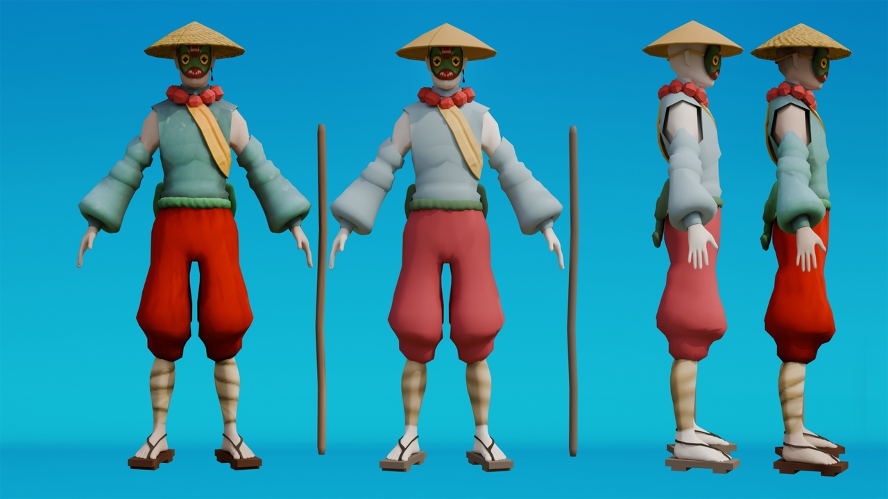 Media 1 for listing Stylized Low Poly Monk Hand-Painted 3D Character