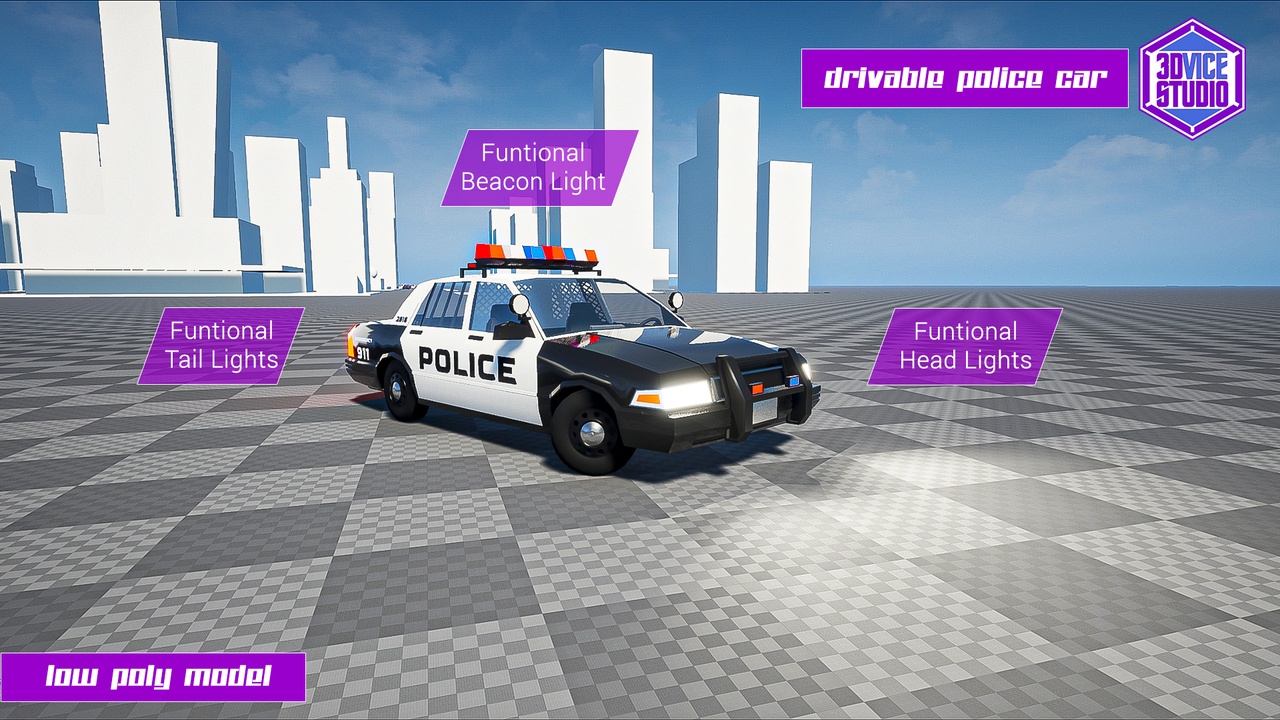 Media 1 for listing Drivable Low Poly Police Car