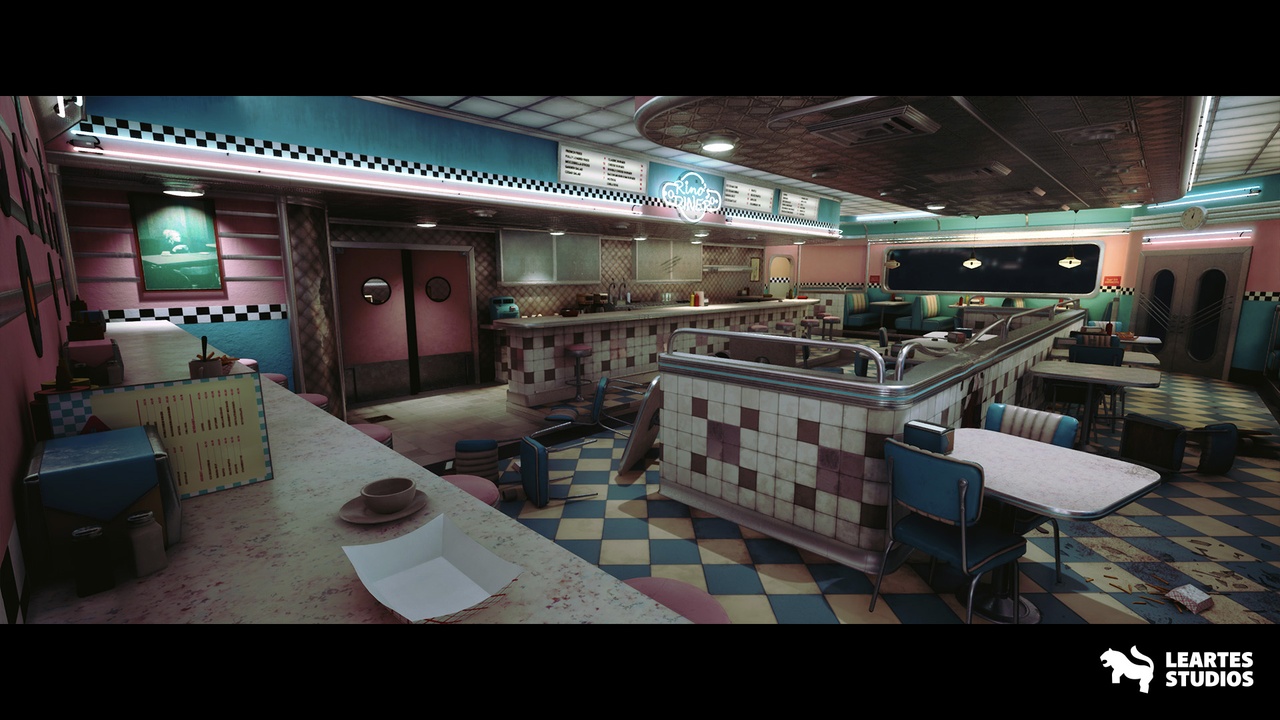 Media 1 for listing Rino's Diner Environment ( Rinos Diner American American Interior Diner USA )