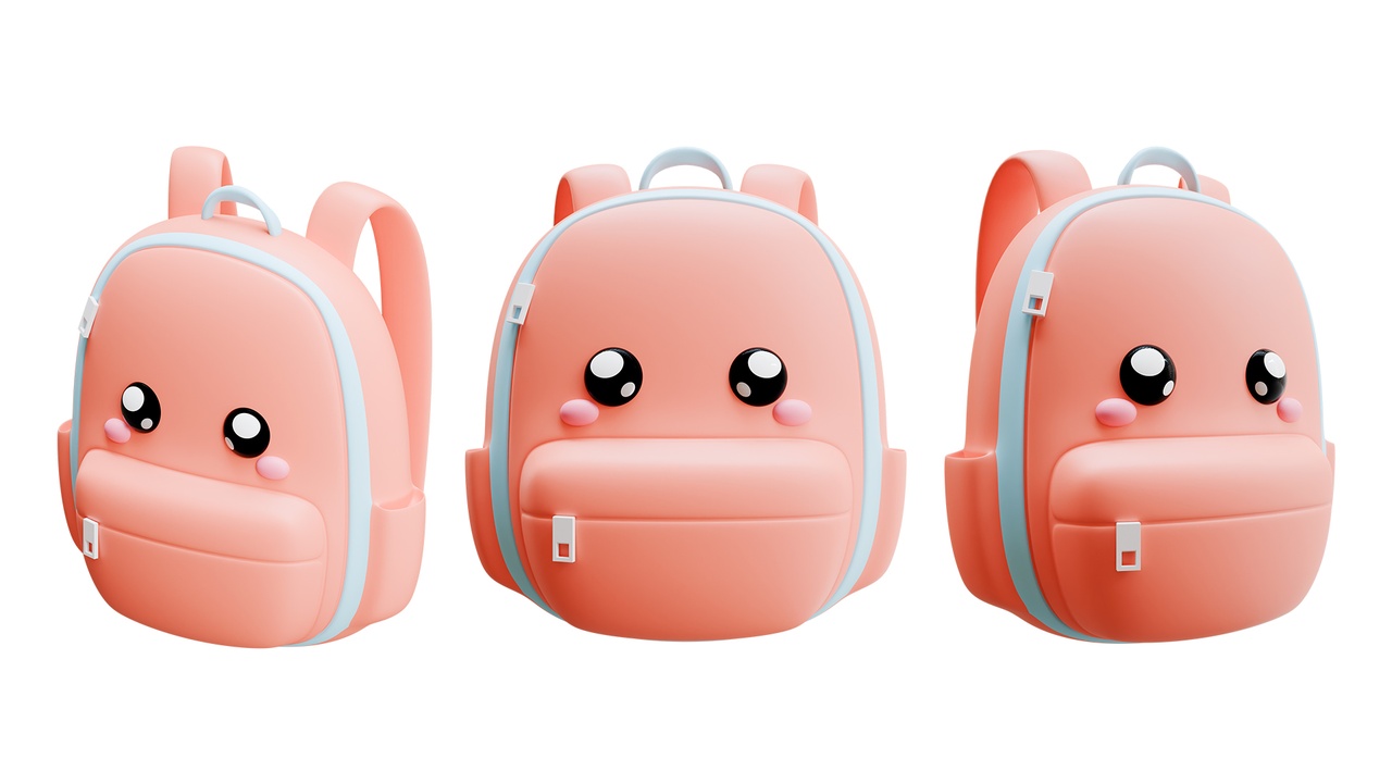 Media 1 for listing Cute Pink School Backpack With Anime Eyes