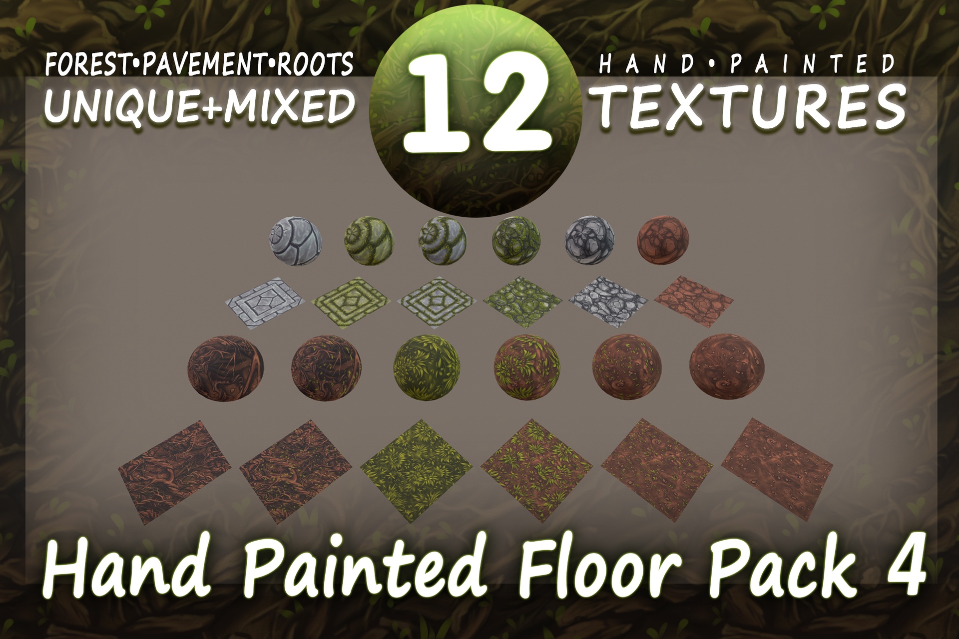 Media 1 for listing Hand Painted Floor Pack 4