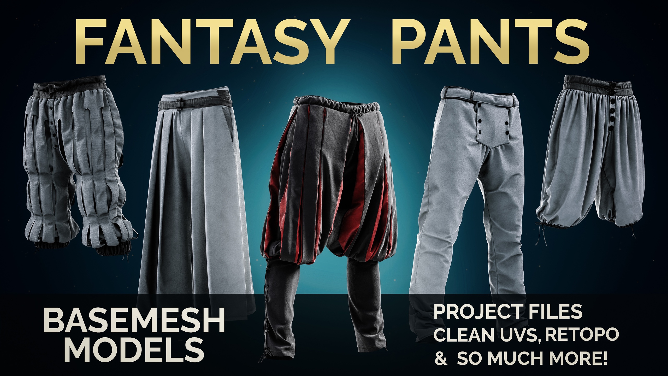 Media 1 for listing 10 Fantasy Pants Models + Metahuman Guide