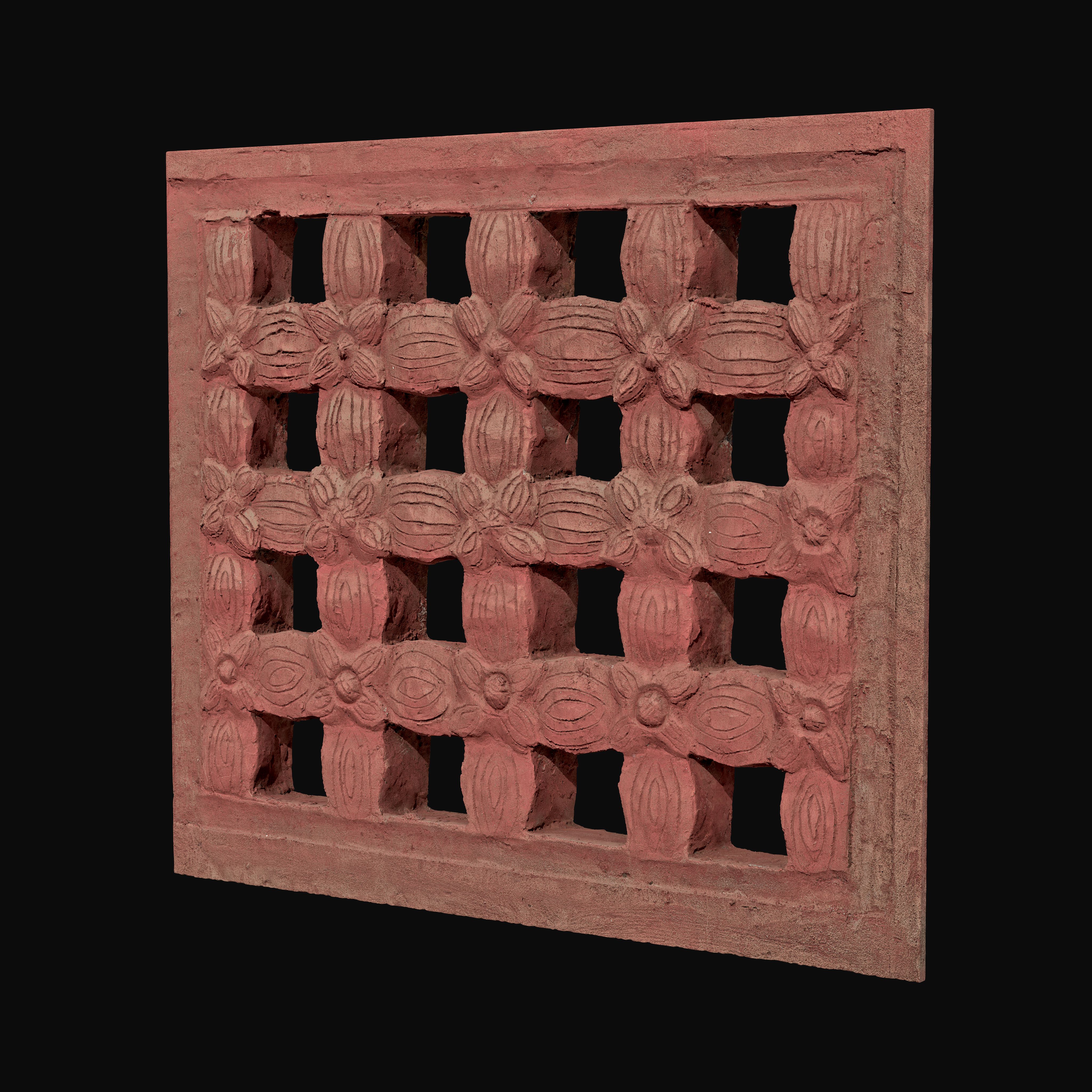 Red carved square brick wall | Fab