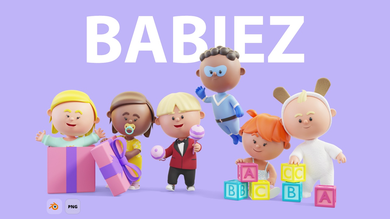 Media 1 for listing Babiez - Rigged Modular Boy & Girl Cartoon Baby Character Pack