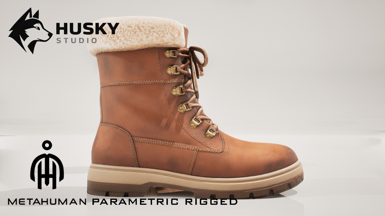 Media 1 for listing Leather Boots - 26 - Parametric - All MetaHumans - Outfit - UE5 Skeleton Rigged