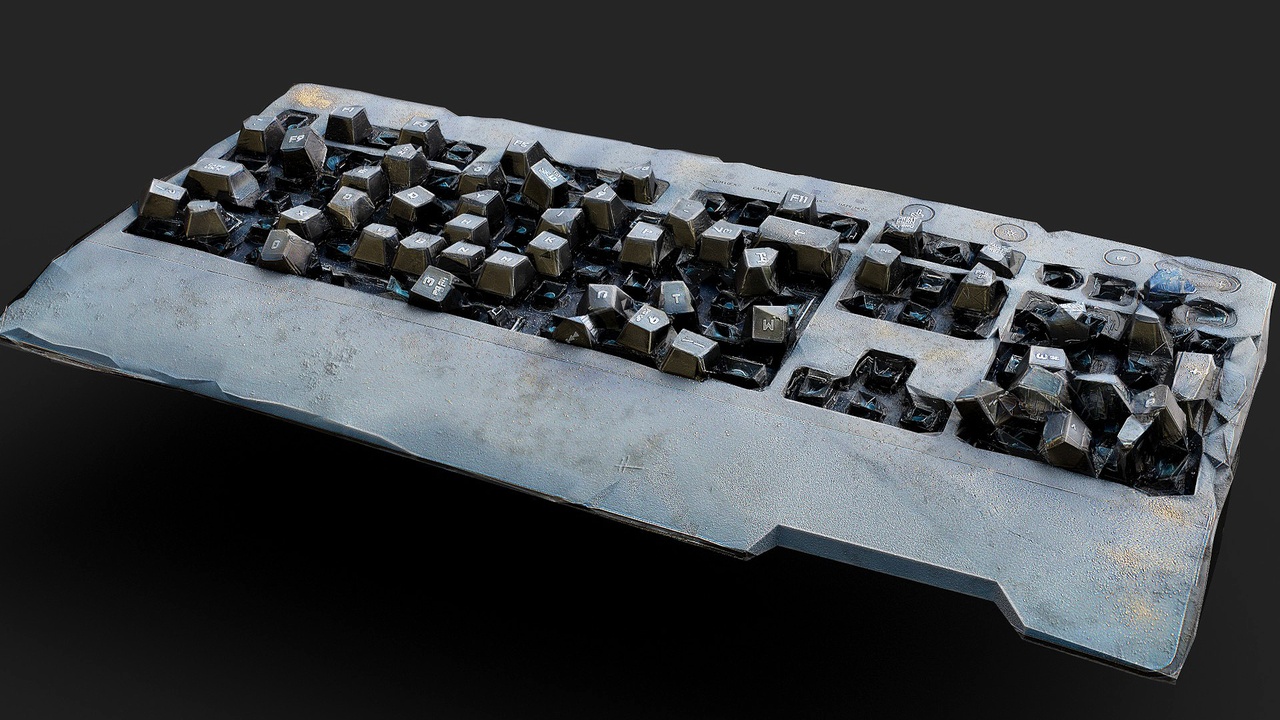 Media 1 for listing destroyed keyboard pc hardware electronics PBR photogrammetry
