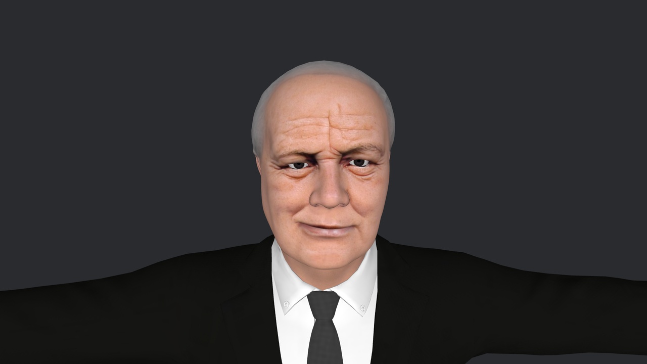 Media 1 for listing Winston Churchill Hyper Realistic Full Body Fully Rigged 3D Character