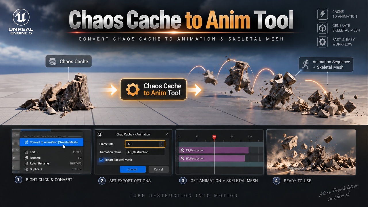 Media 1 for listing Chaos Cache to Animation - Bake Chaos Destruction into Skeletal Mesh Animation