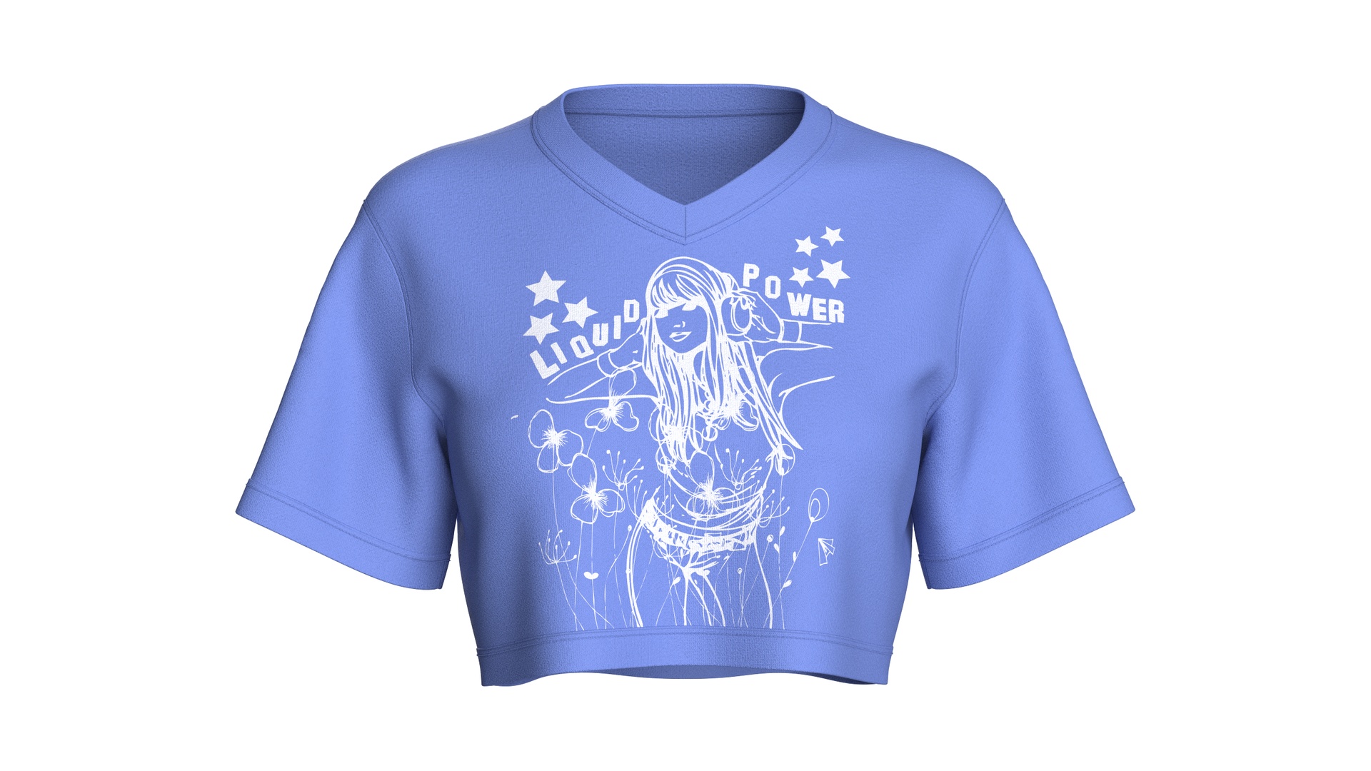 Media 1 for listing Girls Graphic Printed V-Neck Crop Top | High Poly