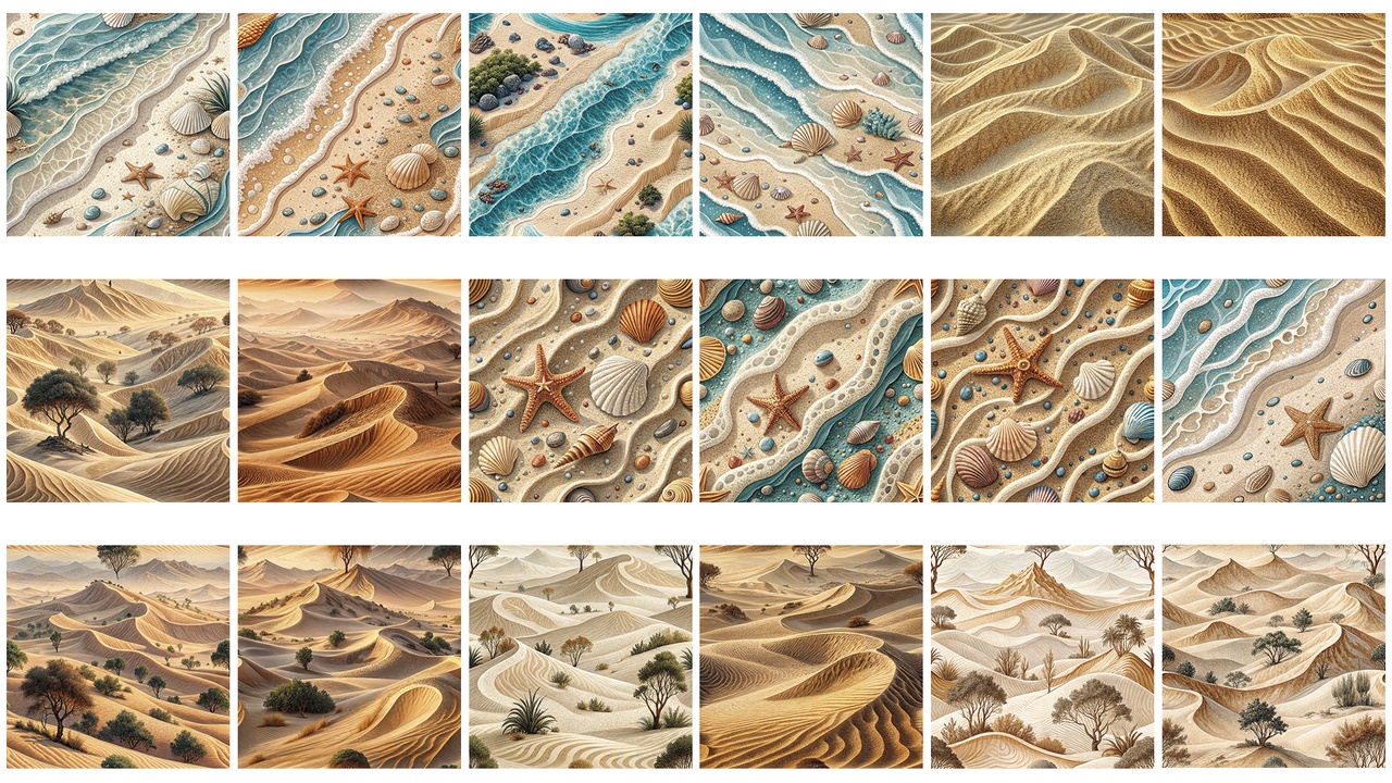 Media 1 for listing 100 Seamless Sand & Dunes Textures – Stylized & Realistic Variants