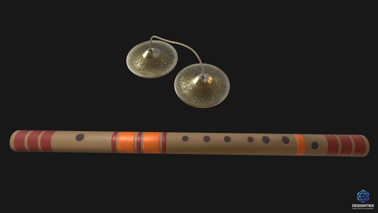 Media 1 for listing Flute&Manjeera 3D Model