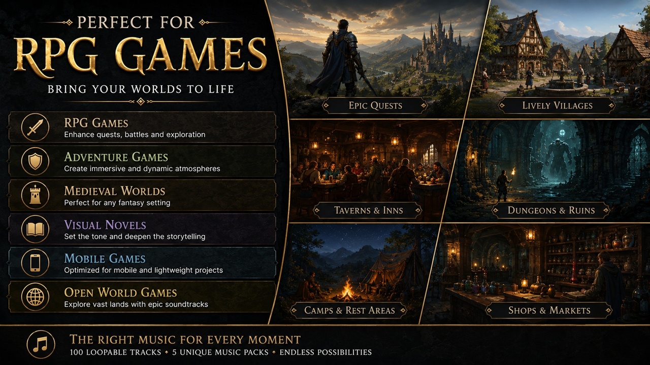 Media 1 for listing Fantasy RPG Music Bundle - 100 Loopeable Tracks
