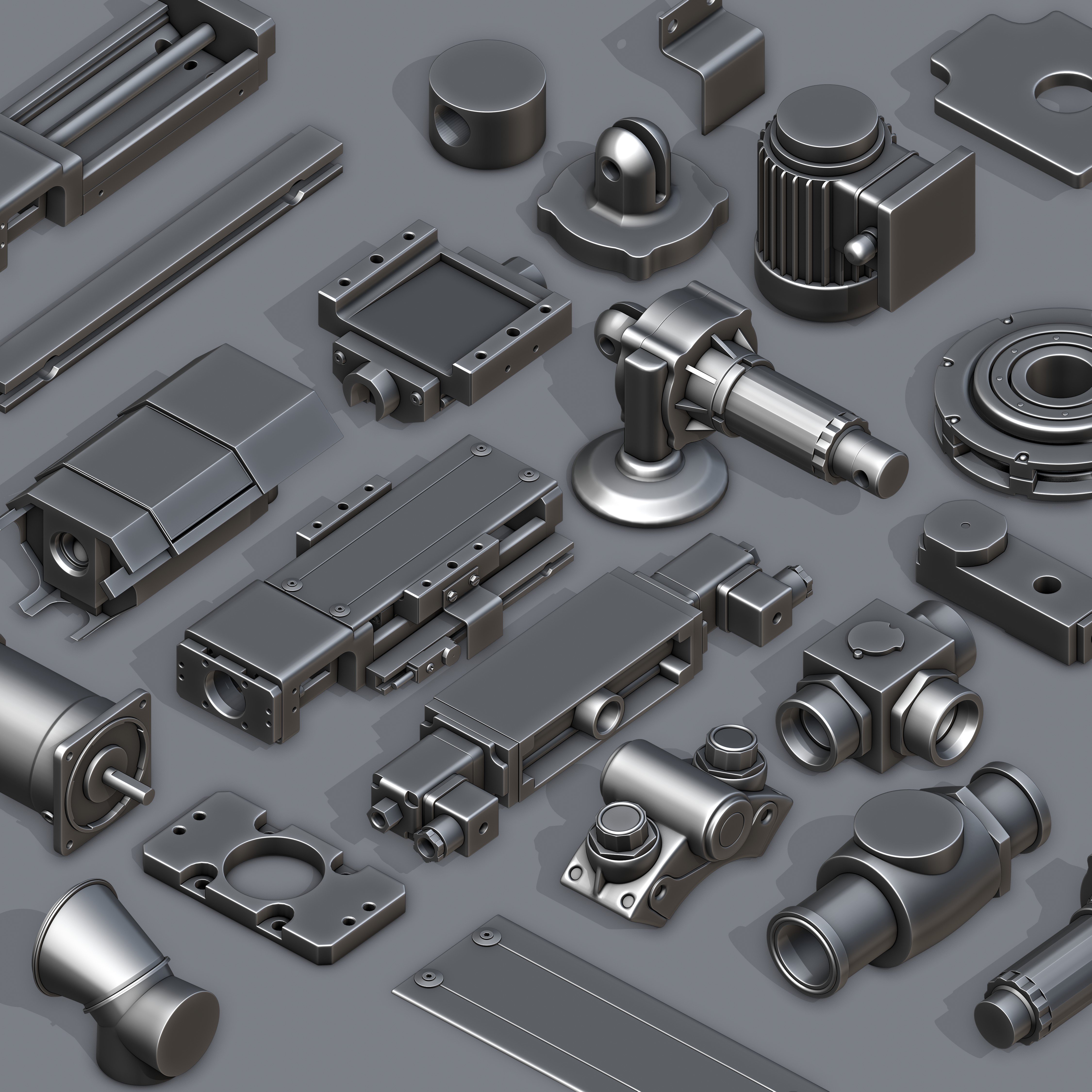 Sub-D Industrial Mechanical Parts Kitbash Pack | Fab