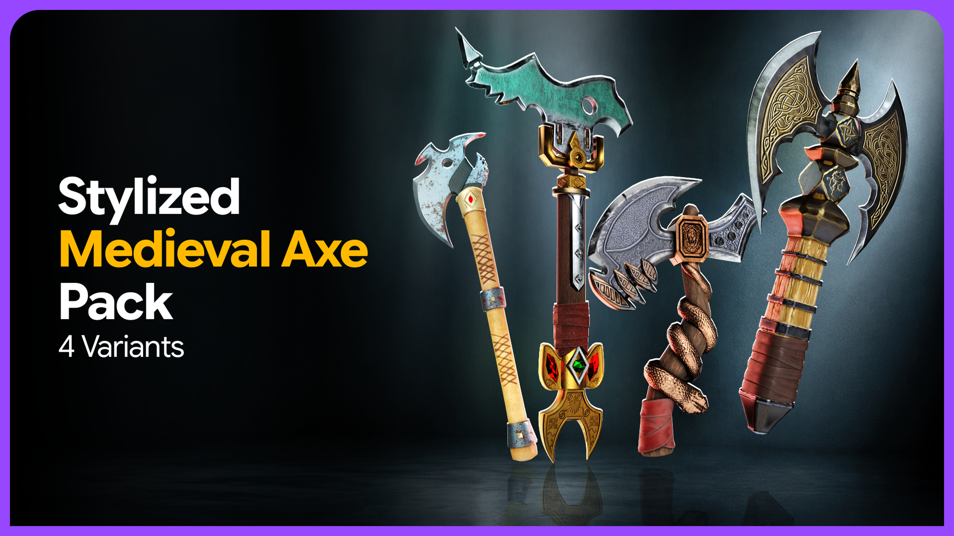 Stylized Medieval Axe Pack - 4 Variants | Fab