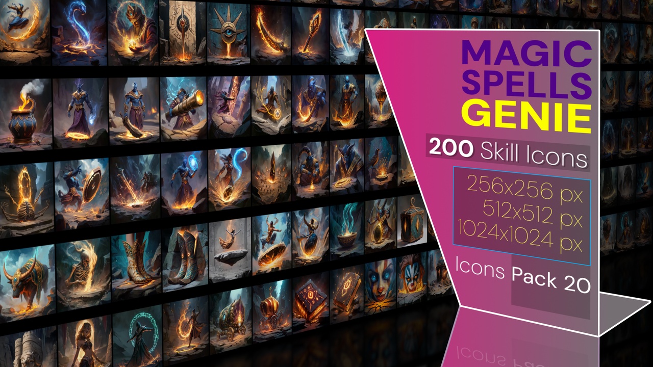 Media 1 for listing 200 Magic Spell Icons Pack 20 - Genie
