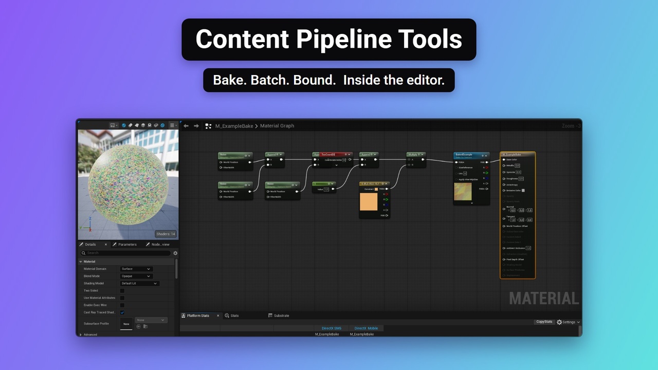 Media 1 for listing Content Pipeline Tools - Material Baking, Instancing, Collision & Culling