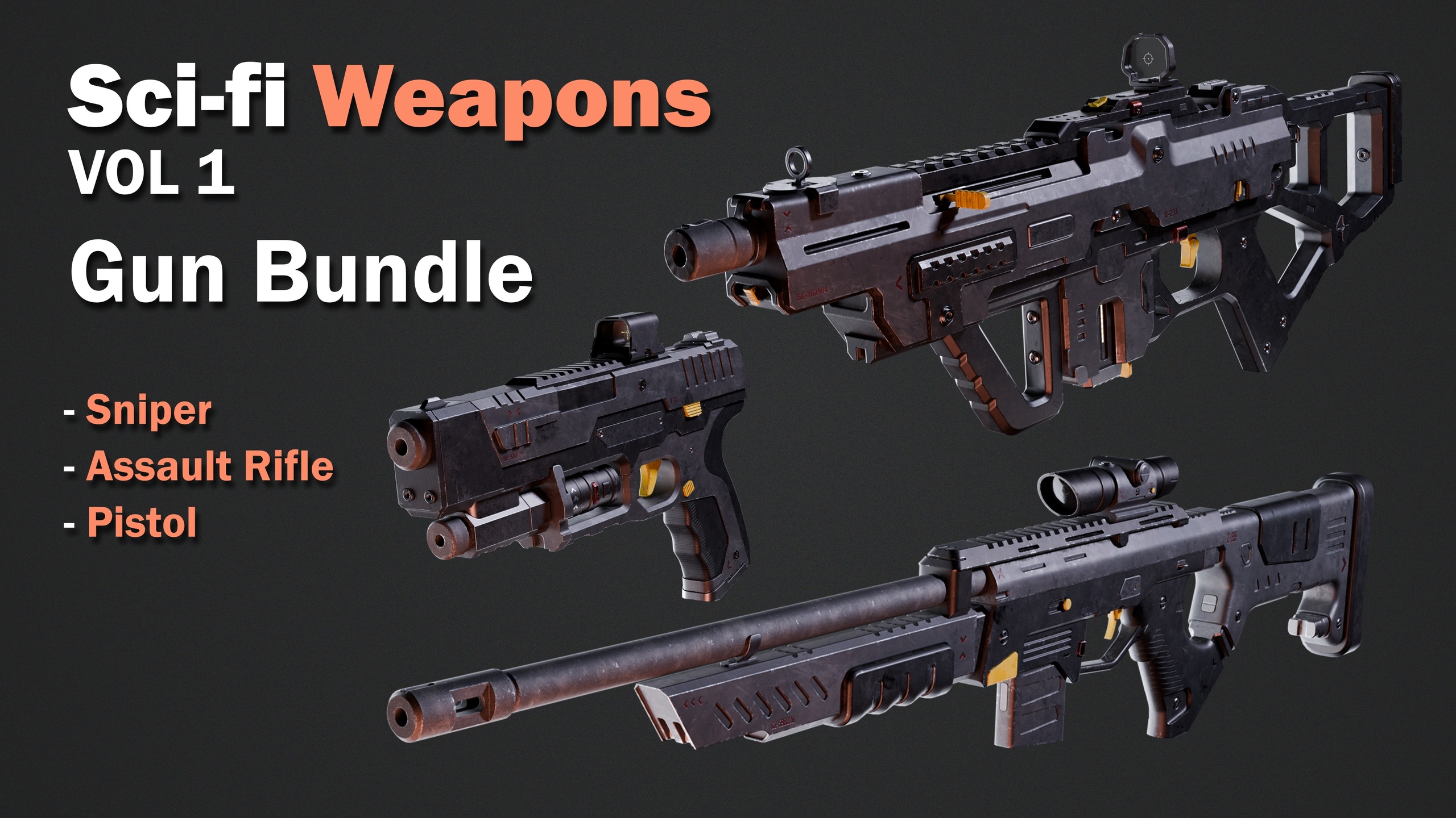 Media 1 for listing Sci-fi Weapons - Animated Gun Bundle/Pack