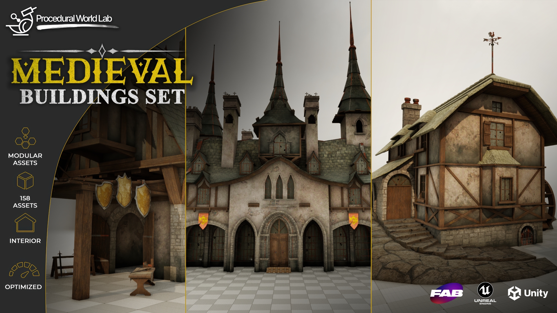 Medieval Buildings Set [Enterable Interior] | Fab