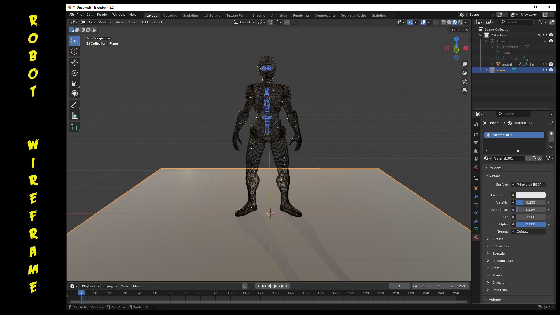 Robot/android character rigged wireframe | Fab