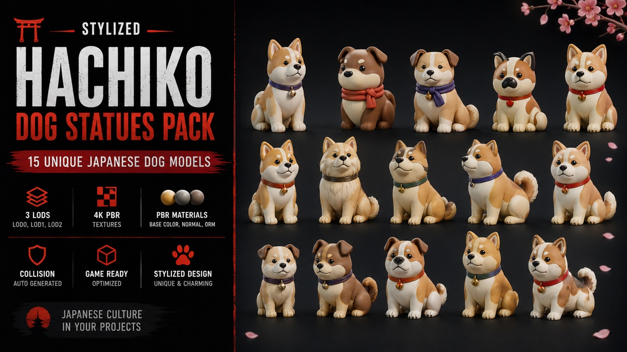 Media 1 for listing Stylized Hachiko Dog Toys , Statues Pack