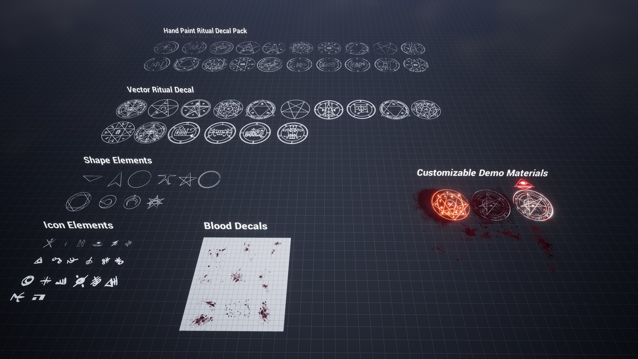 Media 1 for listing 50+ Ritual Decal Pack / Symbol / Element + AI SOURCES