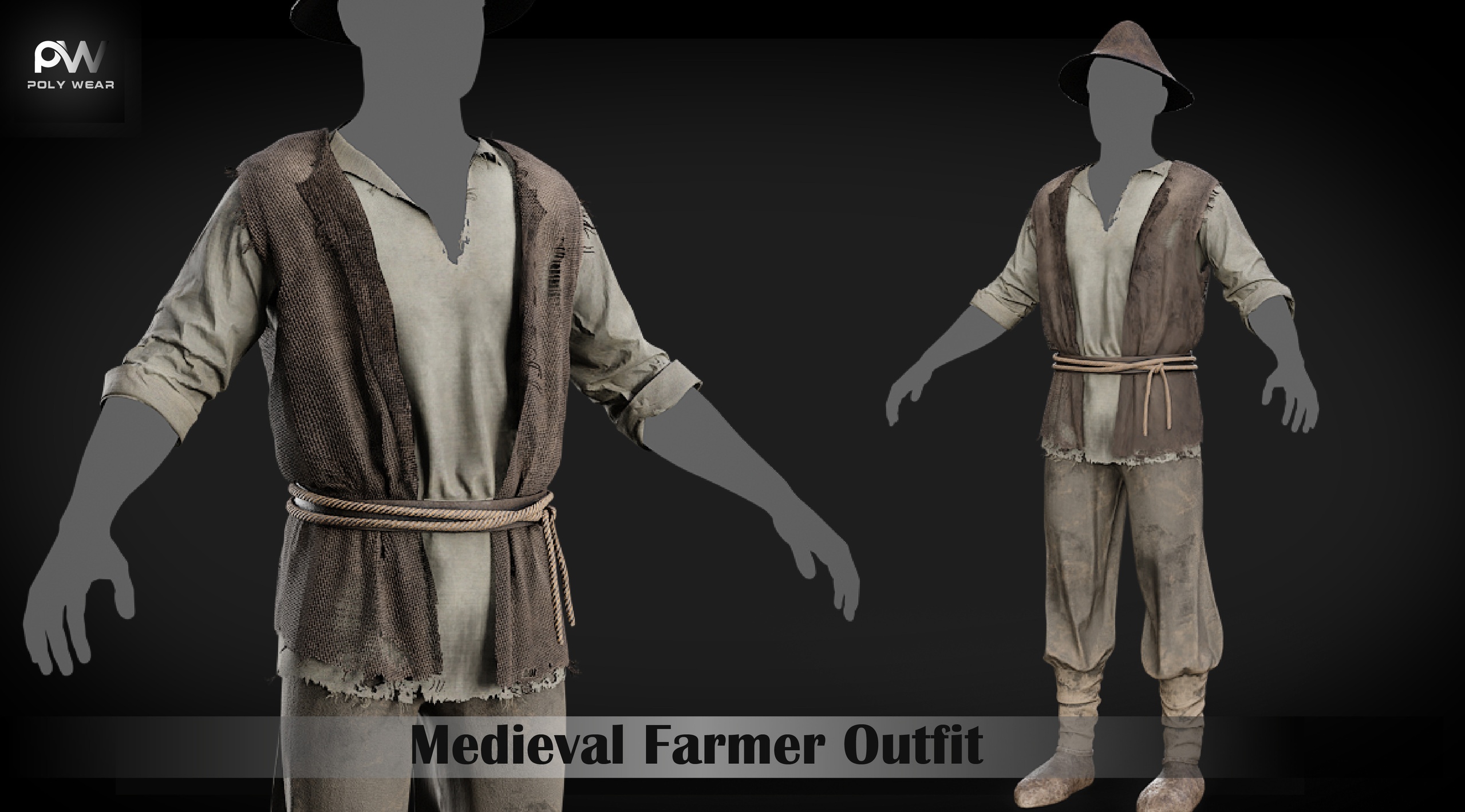Media 1 for listing Medieval Farmer Metahuman Villager Clothing Rigged