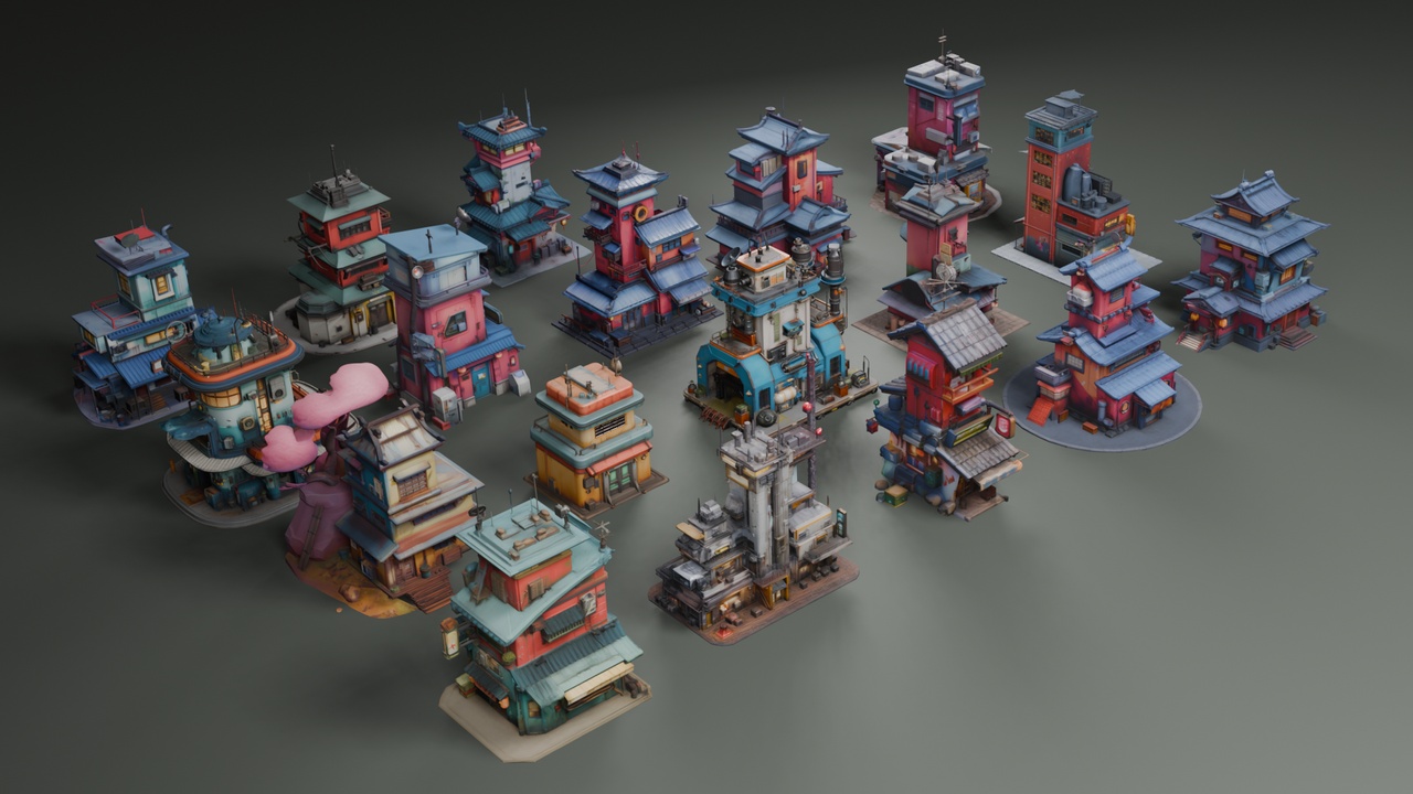 Media 1 for listing 🏯 Stylized Asian Architecture Set 6