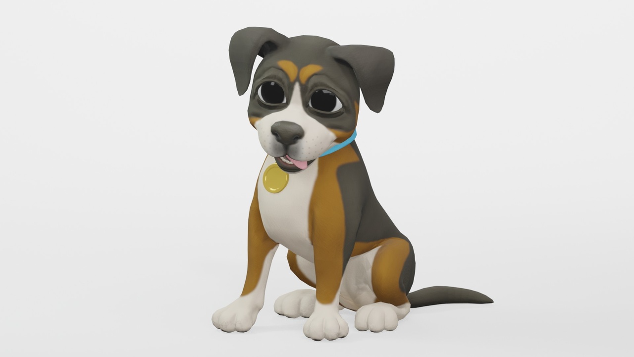 Media 1 for listing Stylized Cartoon Puppy Rover Dog Rigged and Animated