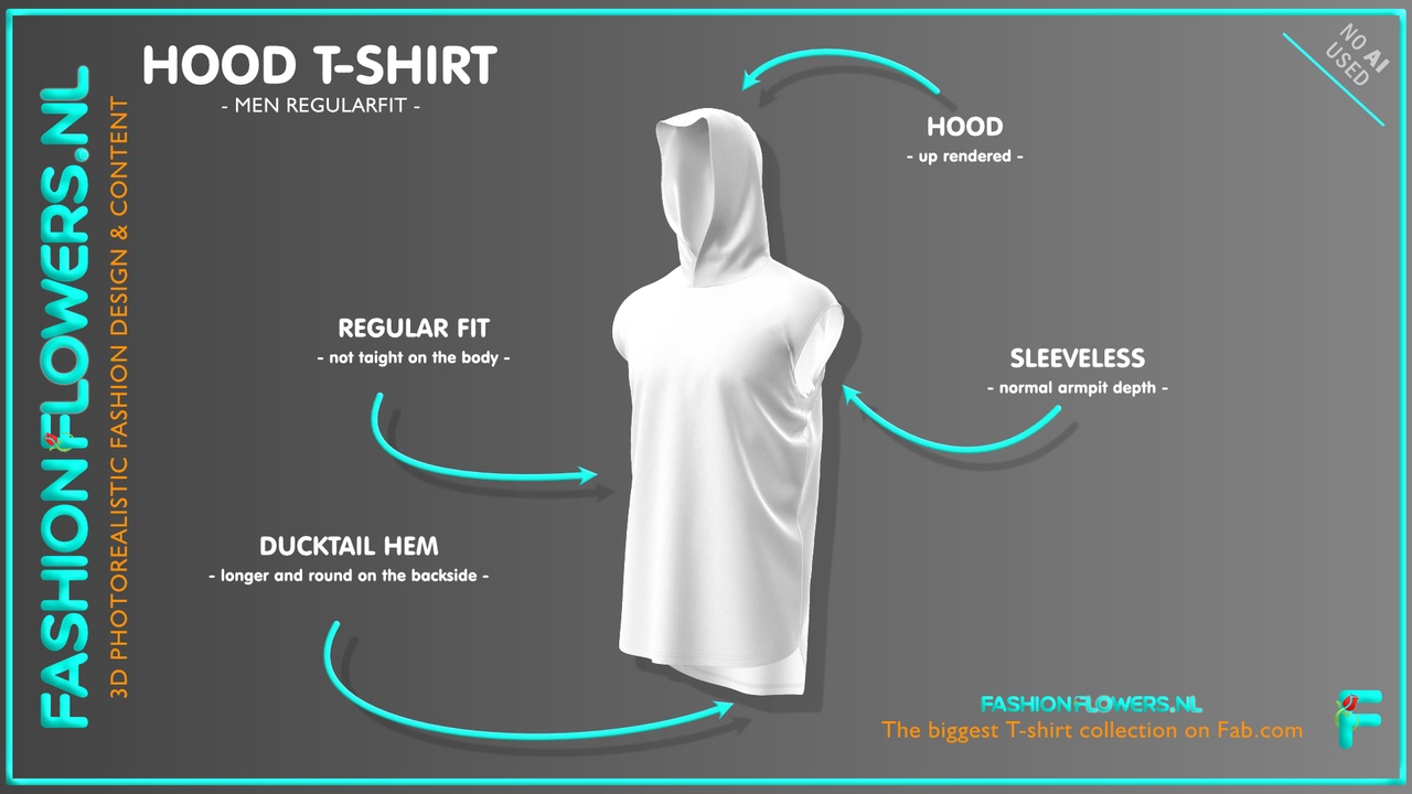 Media 1 for listing White Colour Ducktail Sleeveless Hooded T-Shirt | Cowl Shirt | Longer Backside
