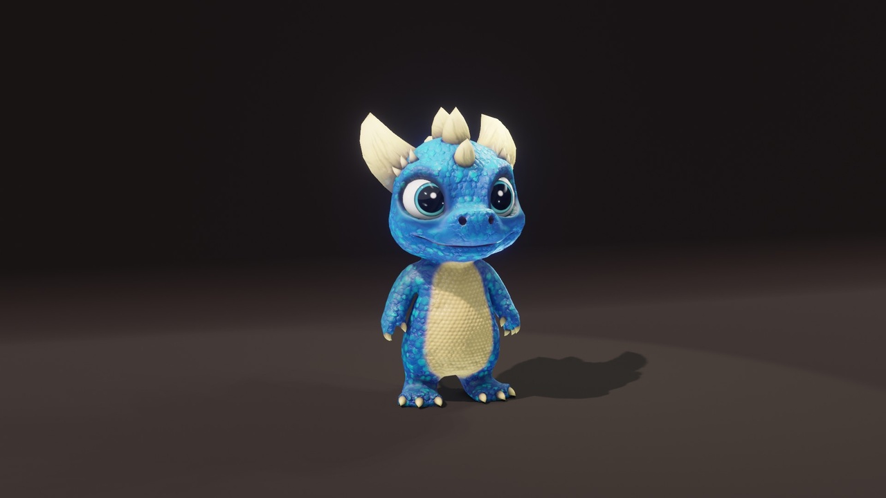Media 1 for listing Cartoon Blue Dinosaur 3D Model – Animated Character for Unity & Unreal Engine
